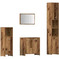 vidaXL 4-delige Badkamermeubelset bewerkt hout oud houtkleurig