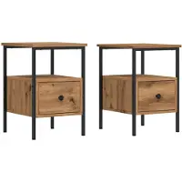vidaXL Nachtkastjes 2 st 34x36x50cm bewerkt hout artisanaal eikenkleur