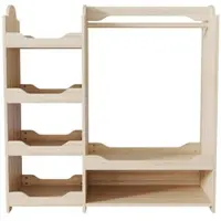 OKWISH Kinderkapstok Met Kledingroede En 4 Open Vakken Voor Kinderkamer En Speelhoek Naturel MDF 110×39×110 Cm