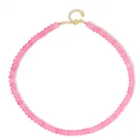 Cavill - Zilveren Halsketting 925 Sterling Zilver Verguld - Roze Kwarts 195,44 ct - Elegante Dames Ketting - Natuurlijke Edelsteen
