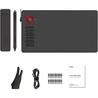 Veikk Tekentablet A15 Rood inclusief beschermhoes - 10x6 inch - 5080 Lpi - grafische XL teken tablet - Batterij vrije pen - 12 sneltoetsen - tekenhandschoen