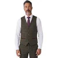 Paul Andrew Groen tweed vest voor heren met visgraatmotief - Harris