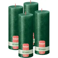 Bolsius - Rustieke kaars Shimmer - 4 Stuks - Metallic Groen - 19cm - 85 branduren