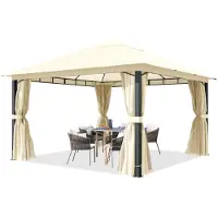 TOOLPORT Tuinpaviljoen 4x4m, 4 zijwanden, crème