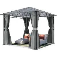 TOOLPORT Tuinpaviljoen 3x3m, Hardtop, 4 zijwanden, mid grey