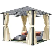TOOLPORT Tuinpaviljoen 3x3m, Hardtop, 4 zijwanden, crème