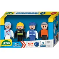 Lena Speelfiguurset, blau. Inhoud: dokter, brandweerman, politieagent, bouwvakker. Compatibel met de voertuigseries TRUXX en TRUXX². Geschikt voor binnen- en buitengebruik. Vanaf 12 maanden