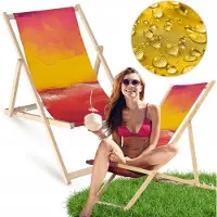 AllBags Houten Ligstoel Oranje-Bordeaux, 3-voudig Verstelbaar, Tuin & Strand