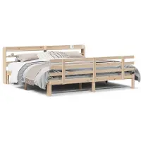 vidaXL Bedframe met hoofdbord massief grenenhout 200x200 cm