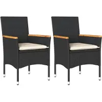 vidaXL Tuinstoelen met kussens, 2 stuks, zwart, polyrotan