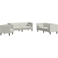 vidaXL 3-delige Loungeset Chesterfield met bolsters fluweel crèmekleur