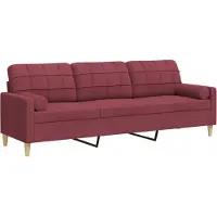 vidaXL 3-zitsbank met sierkussens 210 cm stof wijnrood
