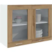 Super Merchant Bovenkast Lyon 80x31x60 cm bewerkt hout artisanaal eikenkleurig