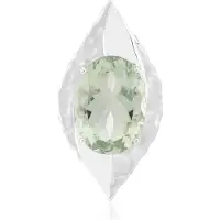 Cavill - Zilveren Hanger met 9,512 ct Groene Amethist Ovaal - 925 Sterling Zilver Palladium - Handgemaakt Brazili5 mm Edelsteen Sieraad