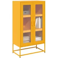vidaXL Hoge kast, mosterdgeel, 68x39x123 cm, staal