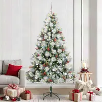 vidaXL Kunstkerstboom Groen en wit 240 cm PVC en Metaal en Plastic