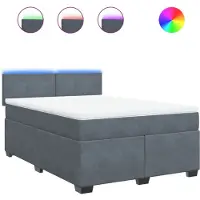 vidaXL Boxspring met matras fluweel donkergrijs 140x190 cm
