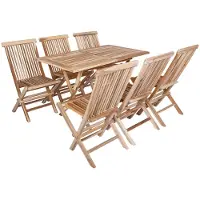 vidaXL Tuinfmeubels Set 7 st Naturel Massief Teakhout