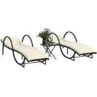 vidaXL 2 ligbedden met tafel, bruin, van polyrotan