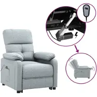 vidaXL Fauteuil elektrisch verstelbaar stof lichtgrijs