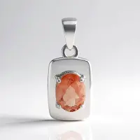 Cavill - Zilveren Hanger - 925 Sterling Zilver - Oregon Zonnesteen 1,03 ct - Perzik Ovaal Edelsteen - Gefacetteerd - Elegant Uniek Design