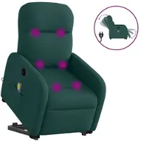 vidaXL Sta-op-massagestoel elektrisch verstelbaar stof donkergroen