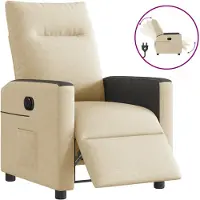 vidaXL Fauteuil verstelbaar elektrisch stof crèmekleurig