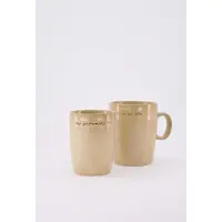 Zusss Set Van 2 Mokken – Theemok Vol Van Liefde & Koffiemok Mijn Genietmomentje – Aardewerk – Zand - 350Ml Keramiek Zand