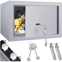Kesser Kluis met sleutelslot - mechanische Muurkluis 30x20x20cm Safe - Klusje met 2 Sleutels & Bevestigingsschroeven - Zilver