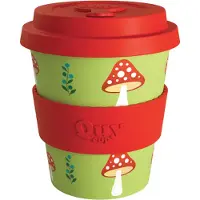 Quy Cup 230ml Ecologische Reis Beker - “Fungo" - BPA Vrij - Gemaakt van Gerecyclede Pet Flessen met rood Siliconen deksel
