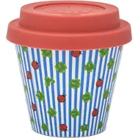 Quy Cup - 90ml Ecologische Reis Beker - Espressobeker “Lucky” met Rode Siliconen deksel