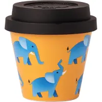 Quy Cup - 90ml Ecologische Reis Beker - Espressobeker “Elefant - Olifant” met zwart deksel 7x7x7cm