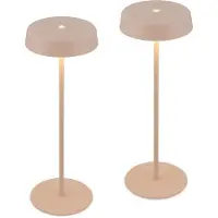 Briloner Pala – Set van 2 Tafellampen oplaadbaar – dimbaar – draadloos – IP44 – warm wit licht – beige – Ø13 x 36,5 cm