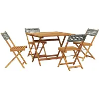 vidaXL 5-delige Tuinset poly rattan en massief hout grijs