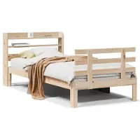 vidaXL Bedframe met hoofdbord massief grenenhout 100x200 cm