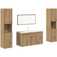 vidaXL 4-delige Badkamermeubelset bewerkt hout artisanaal eikenkleur