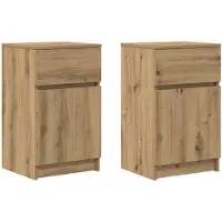 vidaXL Nachtkastjes 2 st 39x35x65cm bewerkt hout artisanaal eikenkleur