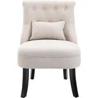 HOMCOM -Sessel-Leinen, Schaumstoff, Kautschukholz-B52,5 x T69 x H77 cm-Cremeweiß