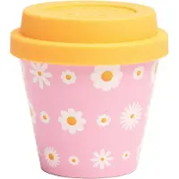 Quy Cup - 90ml Ecologische Reis Beker - Espressobeker “ART” met Geel Siliconen deksel 7x7x7cm