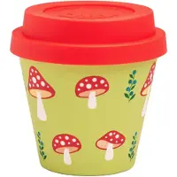 Quy Cup - 90ml Ecologische Reis Beker - Espressobeker “Fungo” met rode Siliconen deksel 7x7x7cm