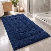 BOTC Badmat - Antislip - 80x50cm - Absorberende Badmat - Douchemat - Toiletmat - Blauw