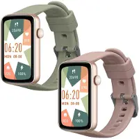 Kwmobile 2x horlogebandjes geschikt voor SHANG WING L2 bandje - Smartwatch bandjes van TPU - Activity tracker horloge band in pastelgroen / oudroze