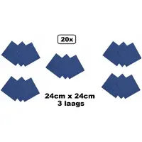 Wefiesta 20 stuks Servetten blauw 24cm x 24cm - 3 laags - Party Cocktail servet diner eten knoeien restaurant BBQ thema feest verjaardag feest