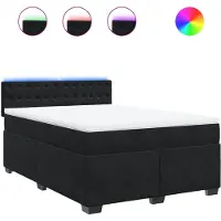 vidaXL Boxspring met matras fluweel zwart 140x190 cm