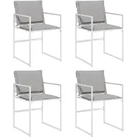 vidaXL Tuinstoelen met kussens, 4 stuks, wit, staal en textiel