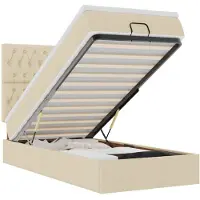 vidaXL Bed poef met matras en LED's 90x200 cm stof crèmekleurig