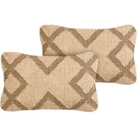 Beliani GOPI - Sierkussen set van 2 - Beige/Lichtbruin - 30 x 50 cm - Jute