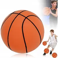 AKKEE Stille Basketbal Kinderen - Schuim Basketbal Maat 7 - 24 cm - Geluidsarm en Elastisch - Zachte PU Bal - Voor Binnen en Buiten