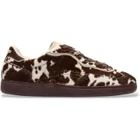 HOFF Dames Bruine Park Print Leren Sneakers (39), Leer, Plat, Veters, Casual, Dierenprint 22619410