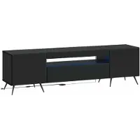 vidaXL LED tv-meubel Zwart Bewerkt hout